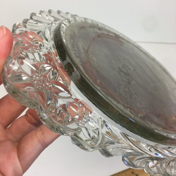 Vtg Oval Mirror Tray Tabletop Pressed Glass Vanity Bedroom Decor Tarnished READ - Picture 8 of 11